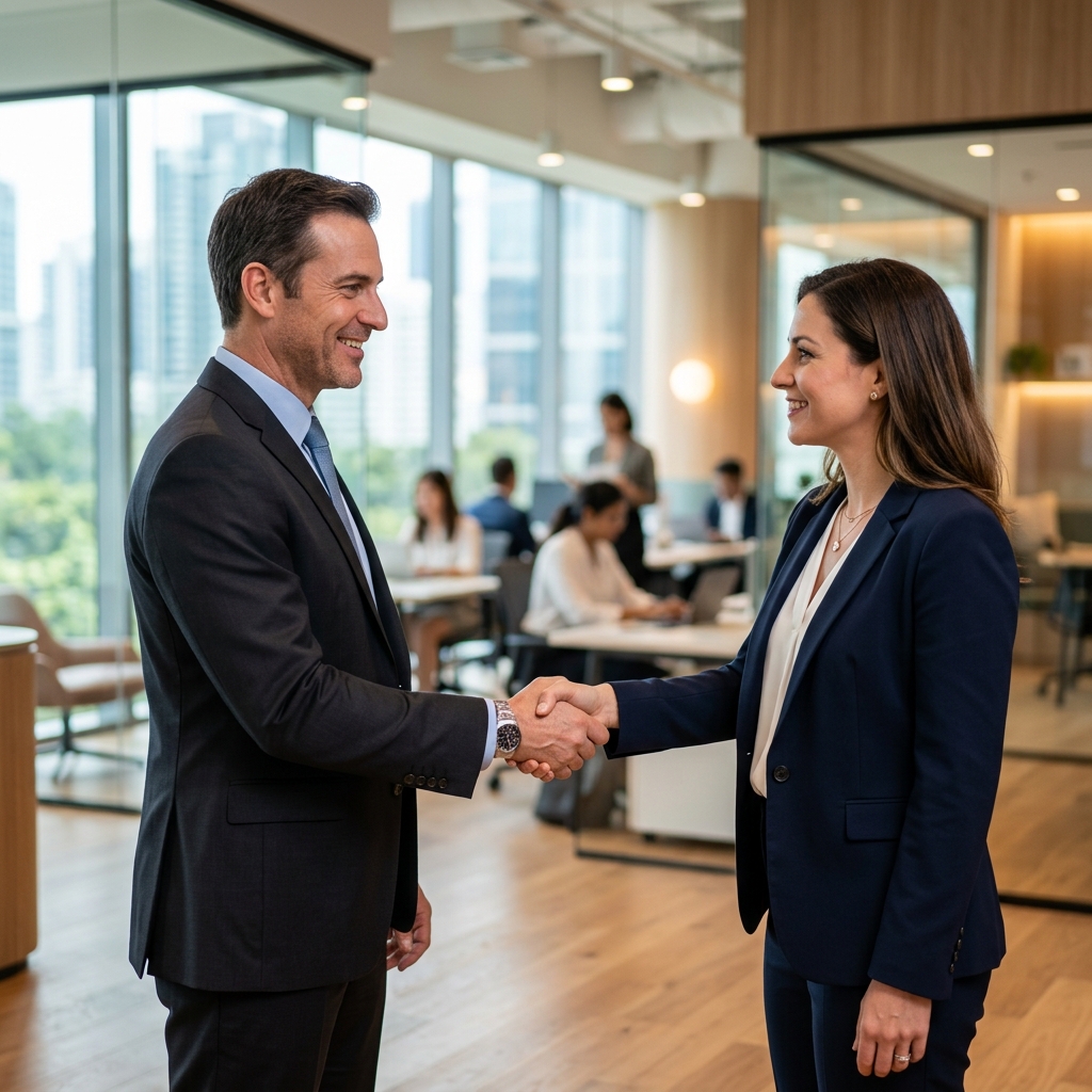 Business professionals shaking hands